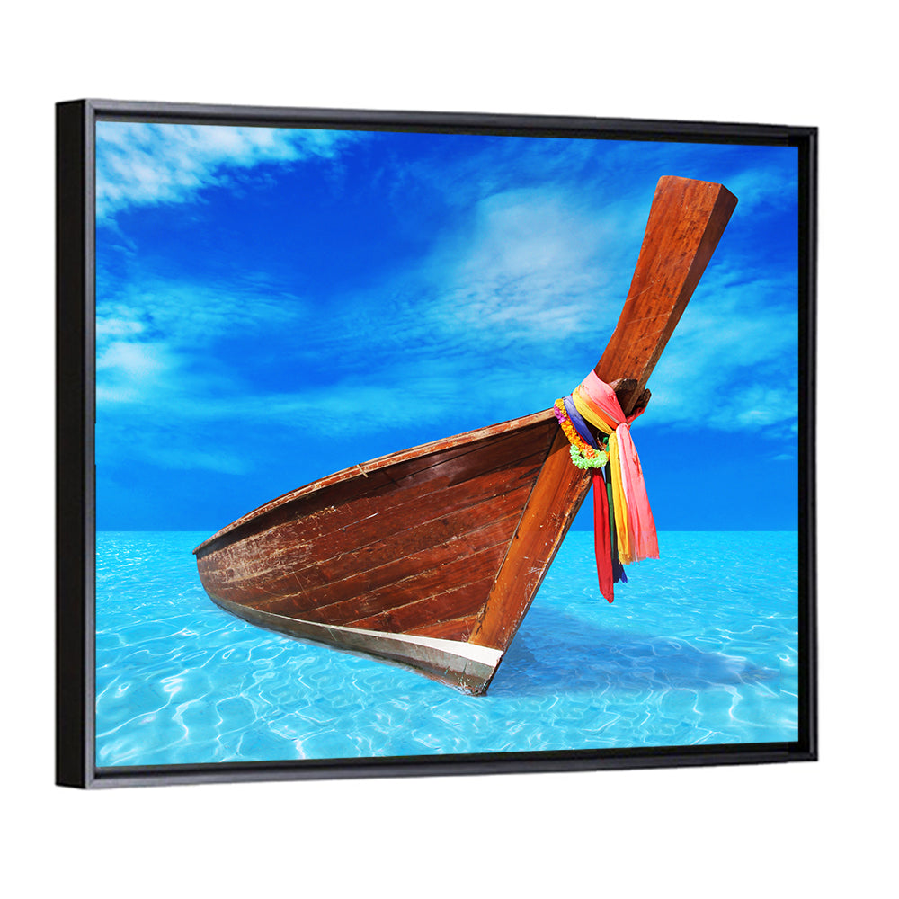 Long-tail Boat in Blue Sea Wall Art
