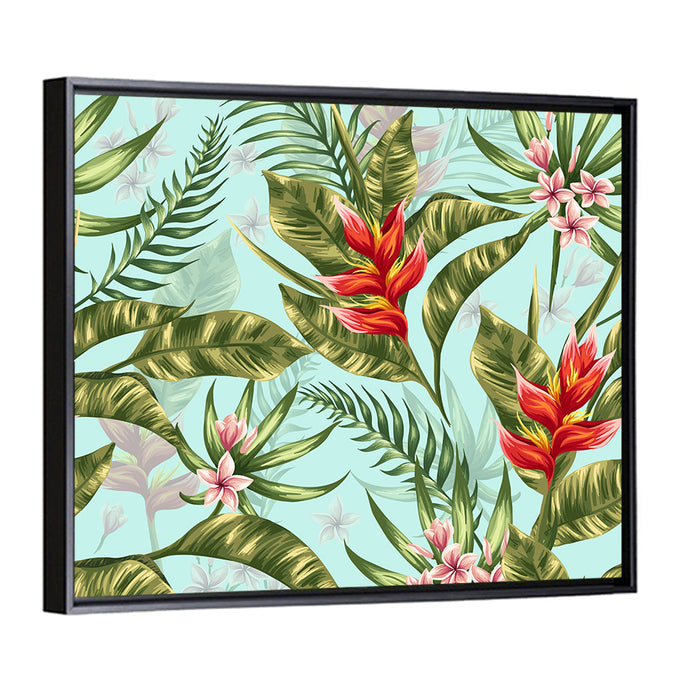 Tropical Floral Seamless Pattern Wall Art as a framed canvas