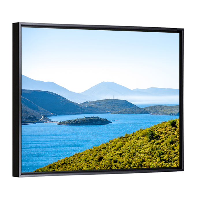 Porto Palermo Bay with Ali Pasha Castle Wall Art as a framed canvas
