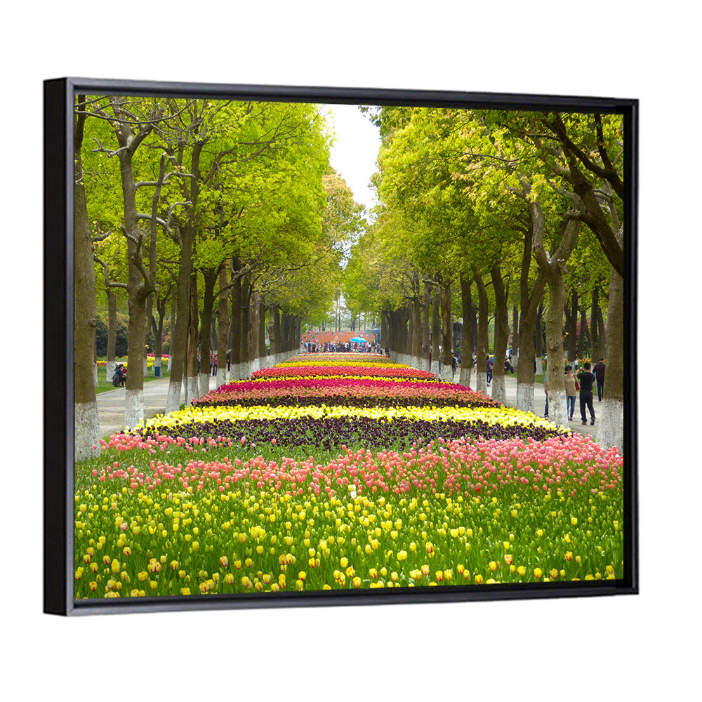 Tree-lined Tulip Garden Path Wall Art