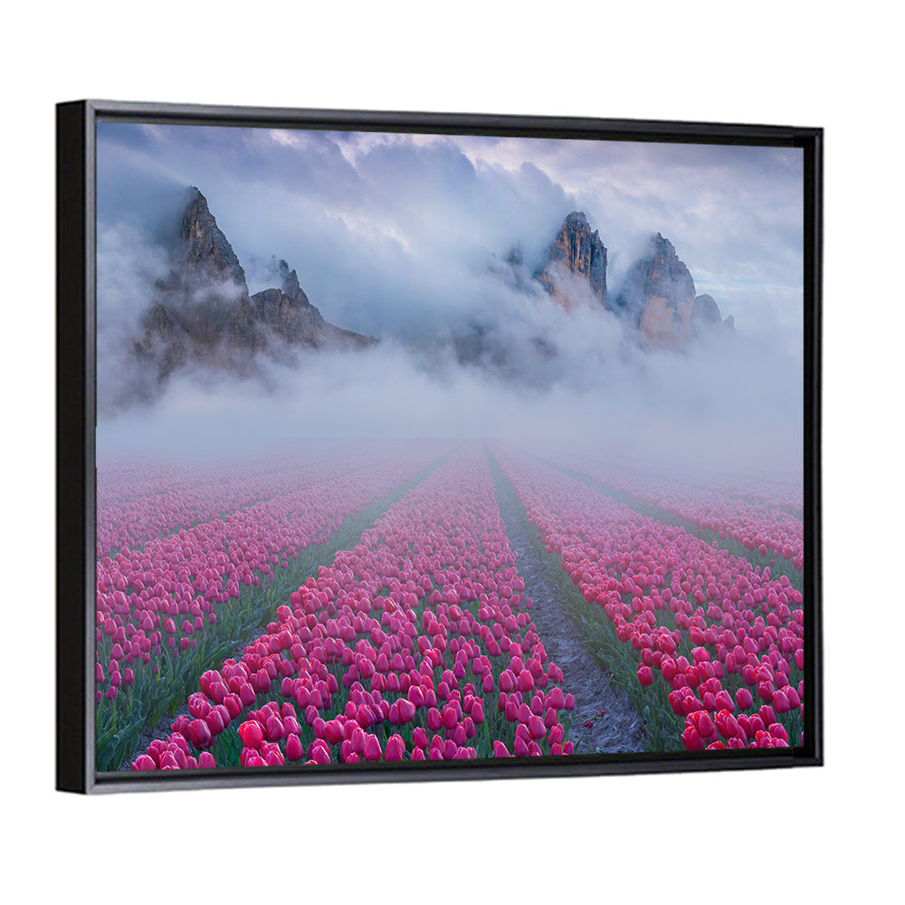 Misty Pink Tulip Field Wall Art