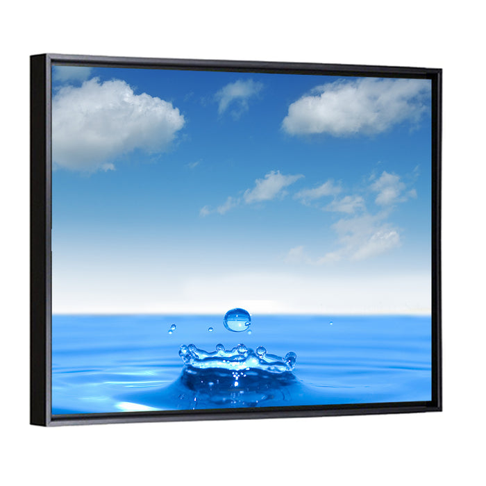 Ocean Water Drop Wall Art as a framed canvas