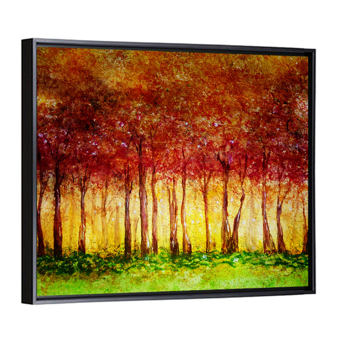 Autumn Tree Row Wall Art as a framed canvas