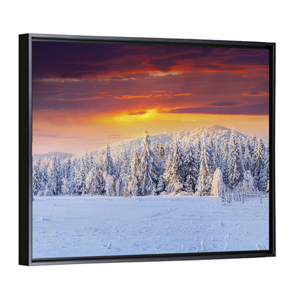 Snowy Forest Sunset Wall Art