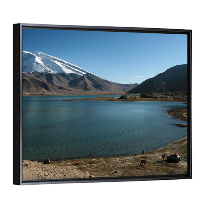 Muztahgata and Karakul Lake Wall Art as a framed canvas