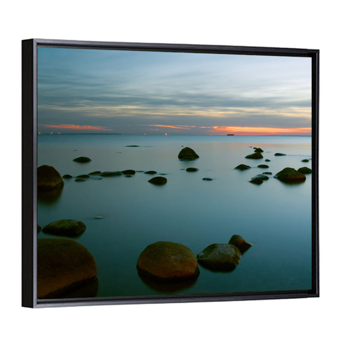 Baltic Sea at Twilight Wall Art as a framed canvas