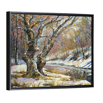 Frozen River and Winter Landscape Wall Art