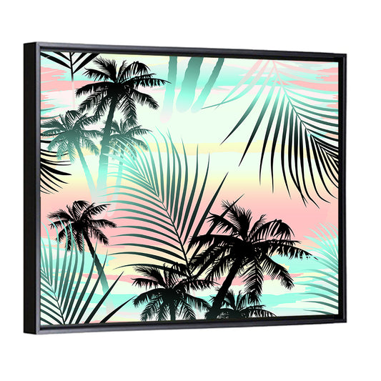 Tropical Summer Palms Pattern Wall Art