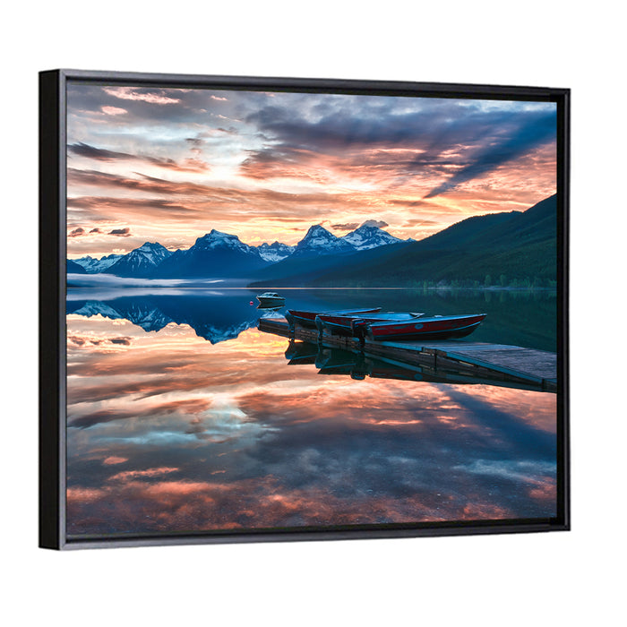 Lake Mcdonald Sunrise Wall Art as a framed canvas