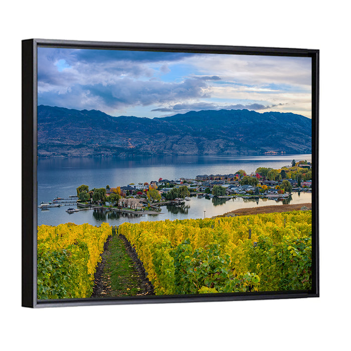Okanagan Lake Vineyard, Kelowna Wall Art as a framed canvas