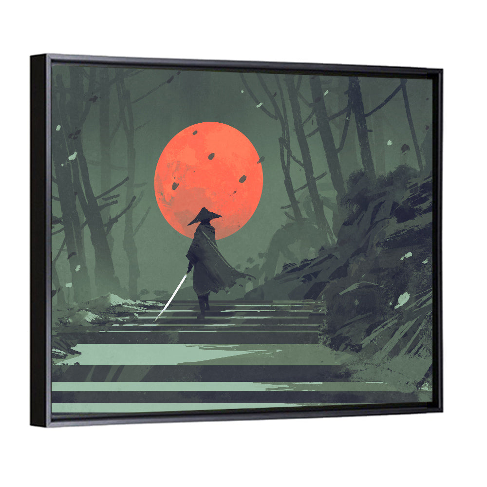 Samurai & Moon Wall Art