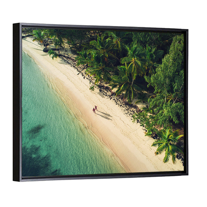 Dominica Beach Aerial, Late Afternoon Wall Art as a framed canvas