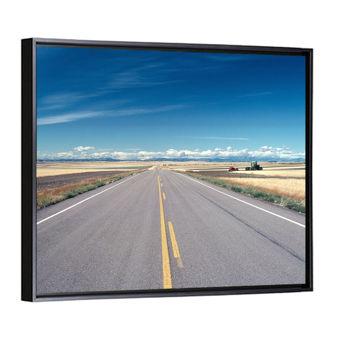 Infinite Road, Montana Wall Art as a framed canvas