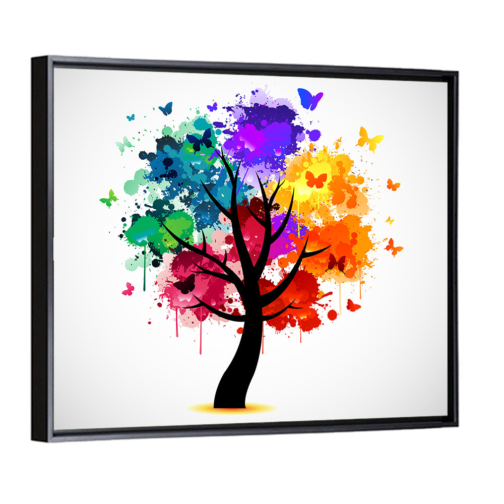 Painted Tree with Butterflies Wall Art