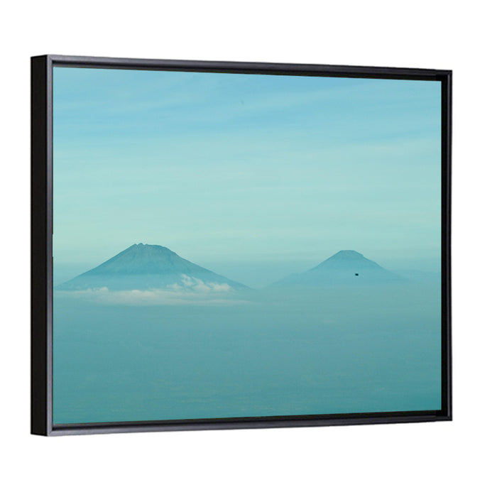 Sumbing and Sindoro Volcanoes Wall Art as a framed canvas