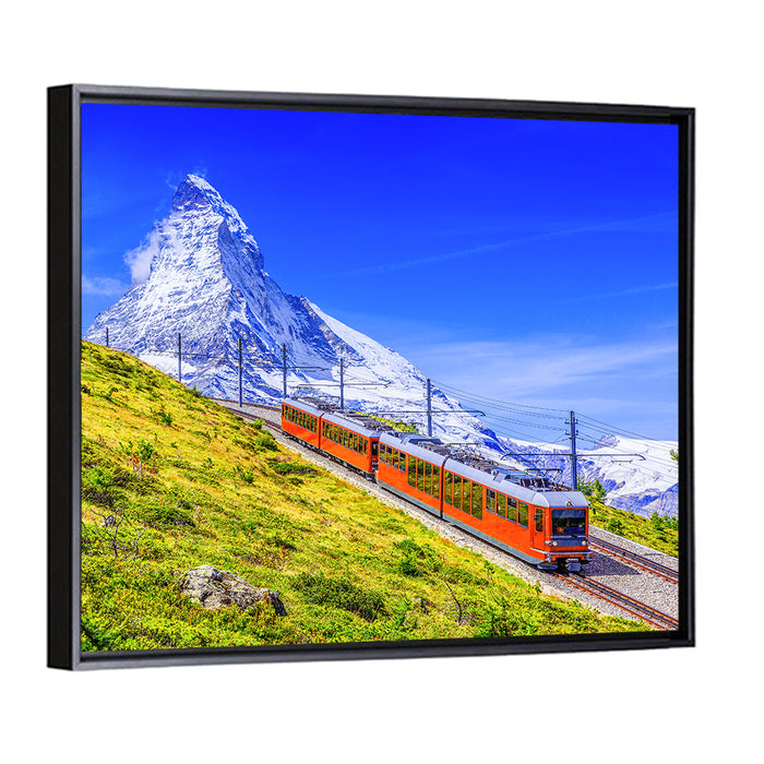 Gornergrat Train and Matterhorn Wall Art as a framed canvas