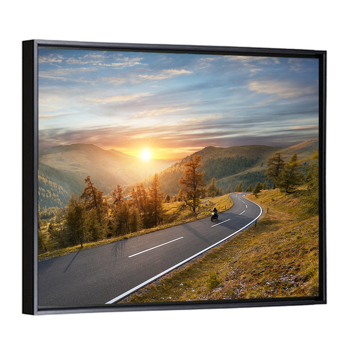 Alpine Highway at Golden Hour Wall Art as a framed canvas