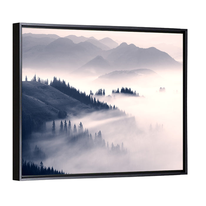 Carpathian Morning Mist Wall Art as a framed canvas