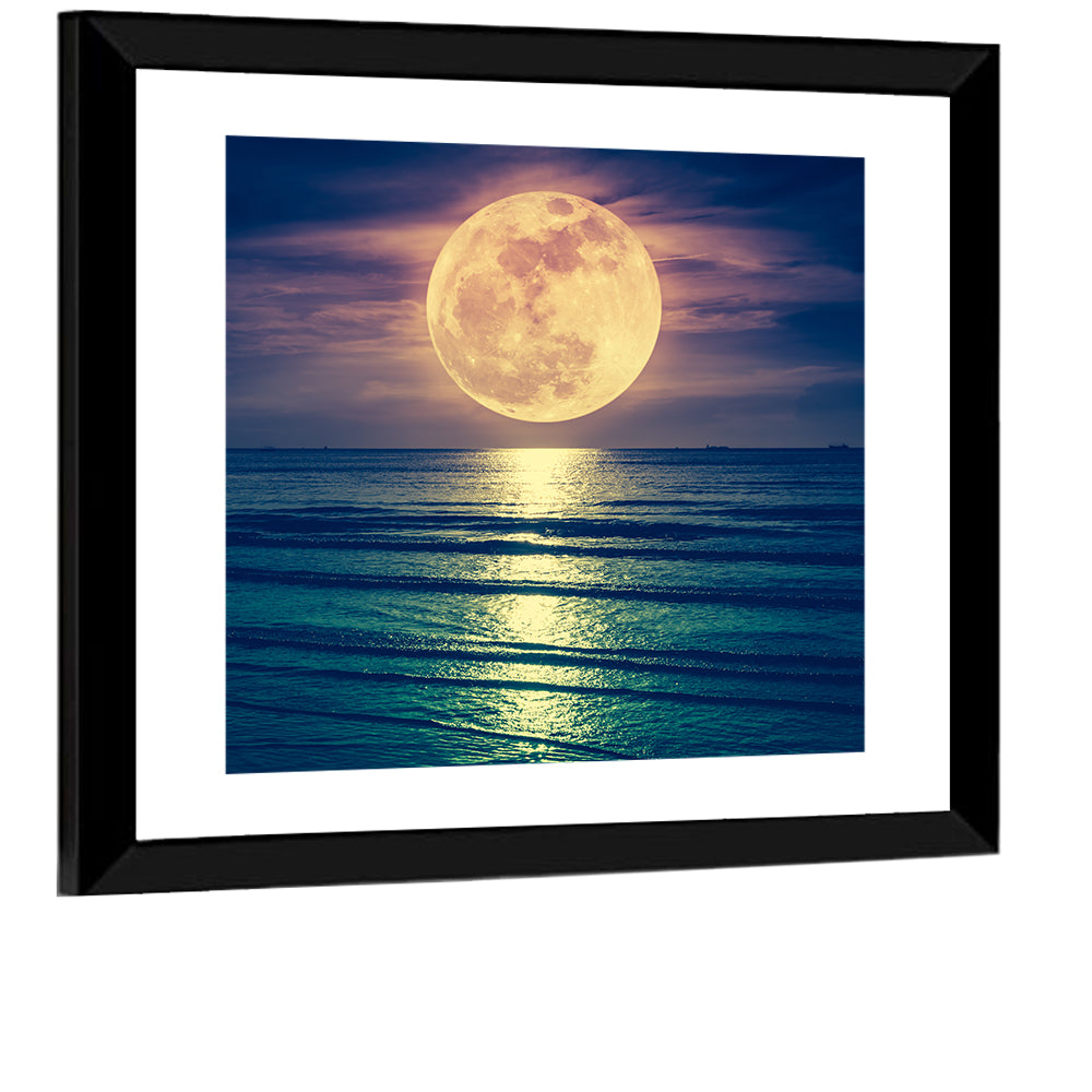 Super Moon Over Sea Wall Art