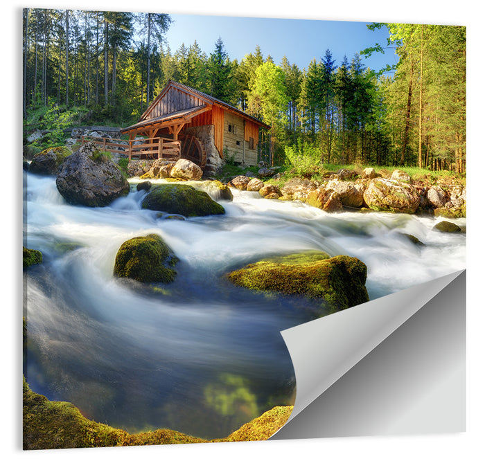 Salzburg Stream with Watermill Wall Art as a poster print