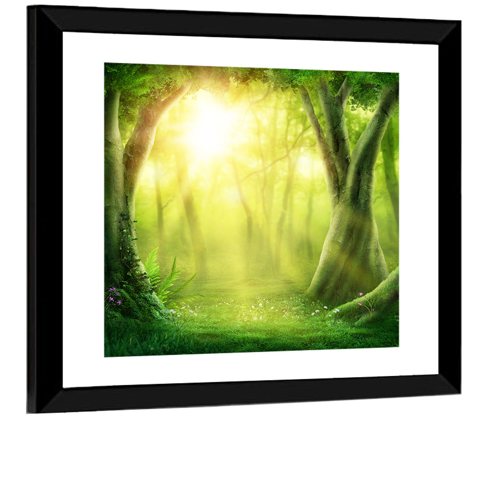 Forest Golden Sunrise Wall Art