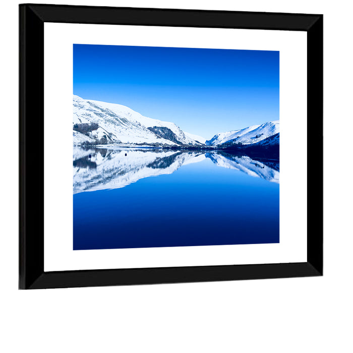 Tal Y Llyn Winter Reflection Wall Art as a framed print