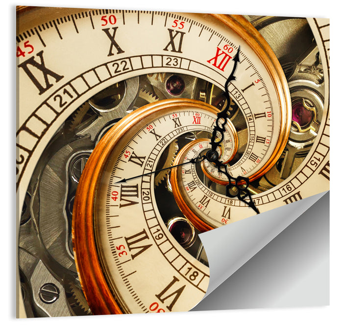 Surreal Infinity Clock Spiral Wall Art as a poster print