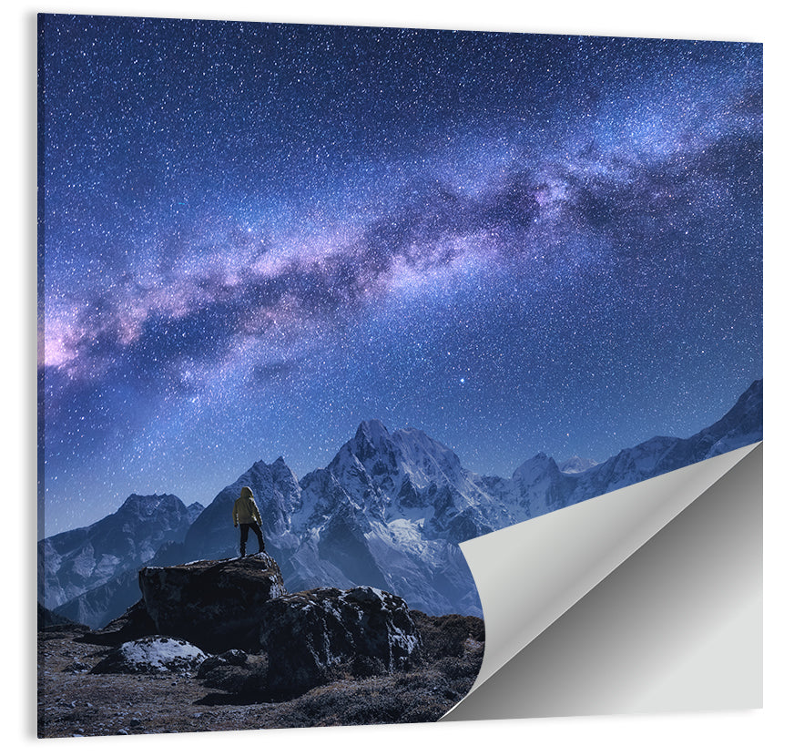 Milky Way Over Snow Capped Peaks Wall Art