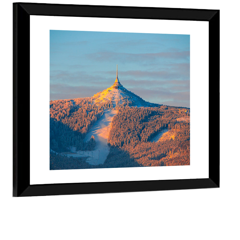 Ještěd Summit at Golden Hour Wall Art
