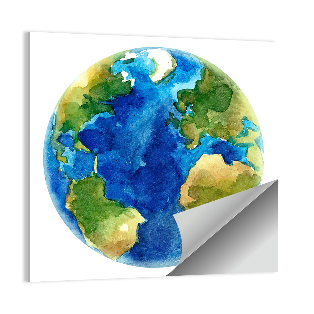 Watercolor Earth Globe Wall Art