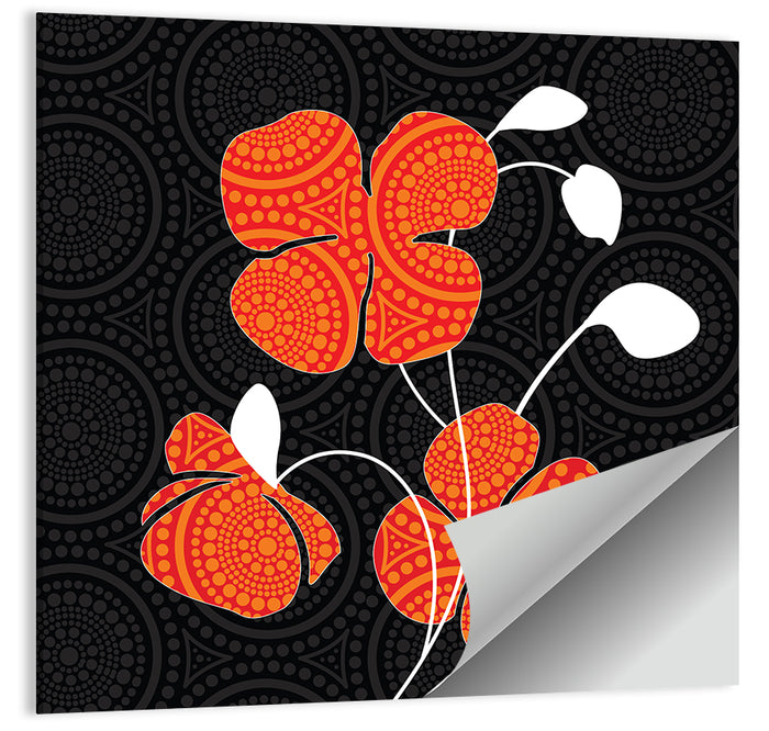 Black and Orange Poppy Illustration Wall Art as a poster print