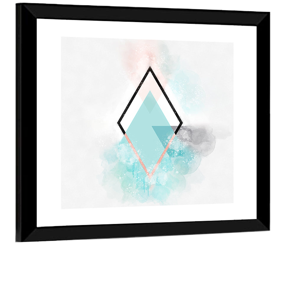 Teal Diamond Minimalist Geometry Wall Art