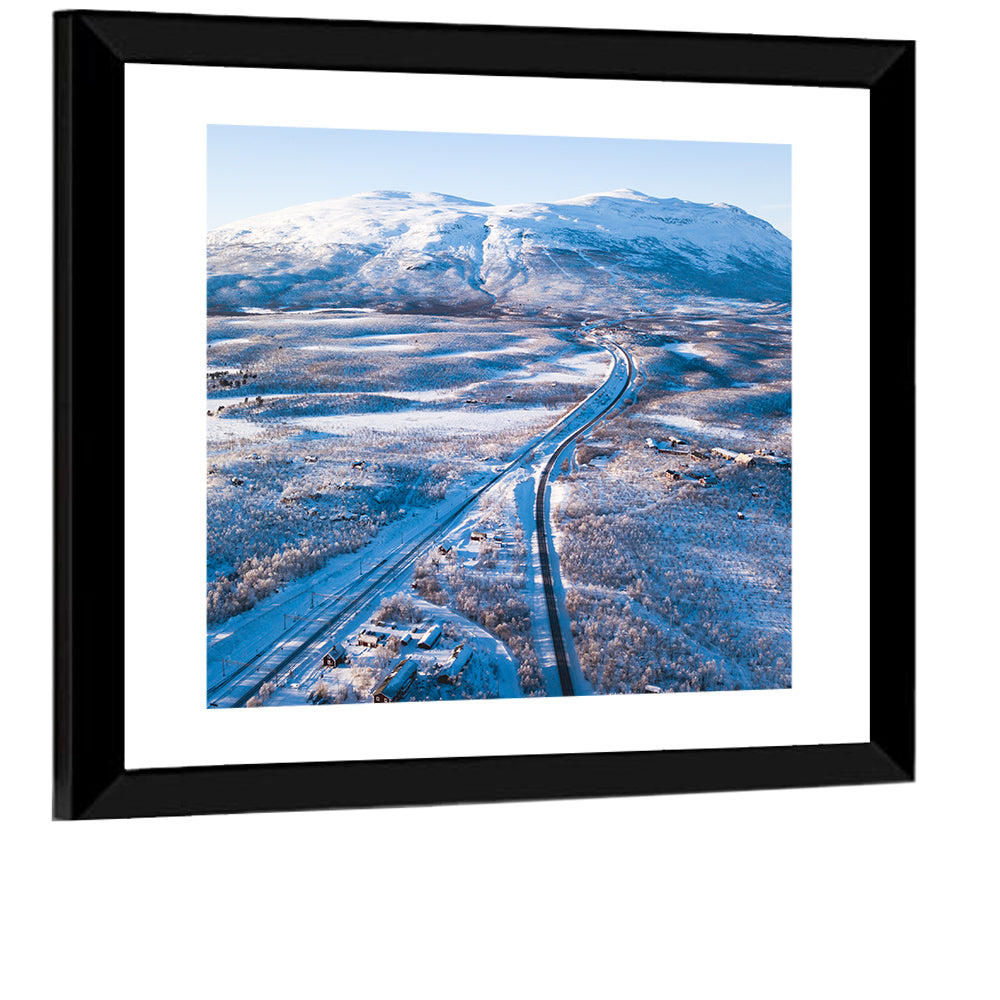 Snowy Valley with Parallel Tracks Wall Art