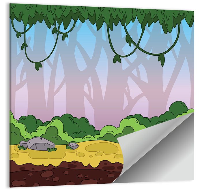 Playful Jungle Path Illustration Wall Art as a poster print