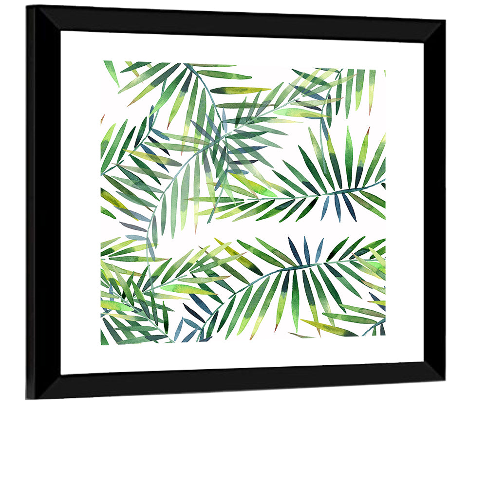 Watercolor Herbal Leaves Pattern Wall Art