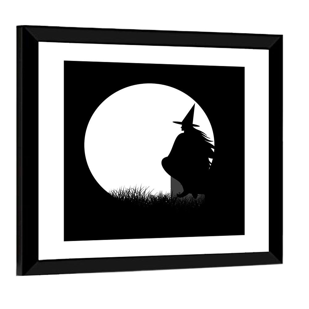 Witch and Moon Silhouette Wall Art