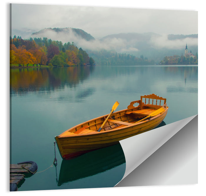 Tethered Boat on Lake Bled Wall Art as a poster print