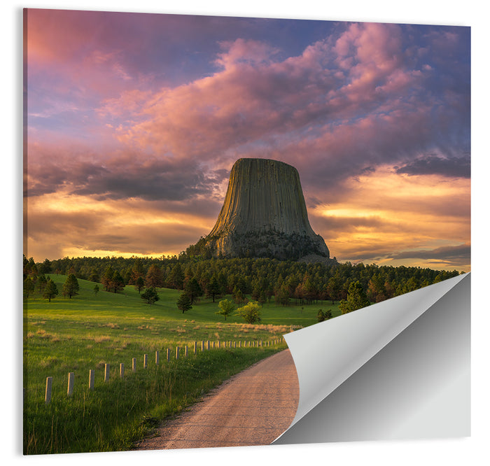 Devils Tower at Sunset Wall Art as a poster print