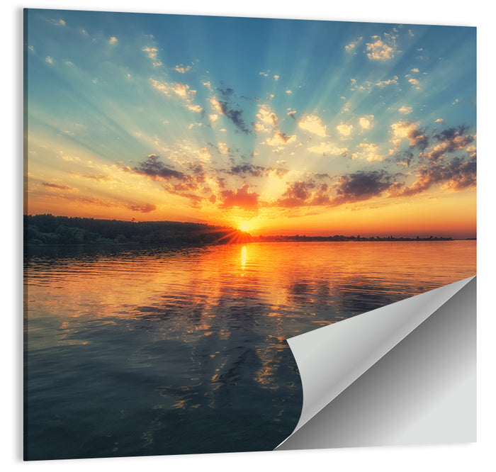 Sunburst Over River Wall Art as a poster print