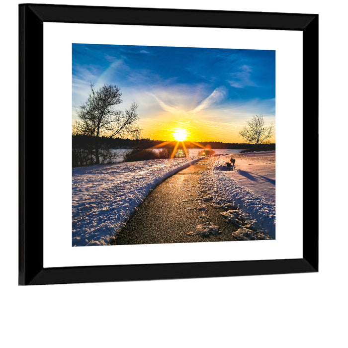 Lake Zorinsky Winter Sunrise Wall Art as a framed print
