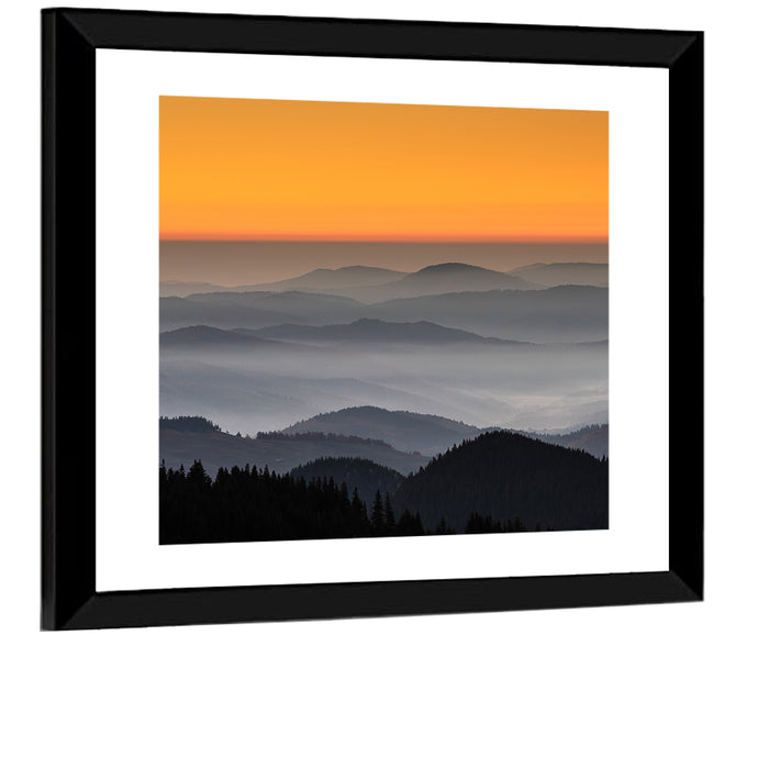 Rarau Mountains Sunrise Wall Art as a framed print