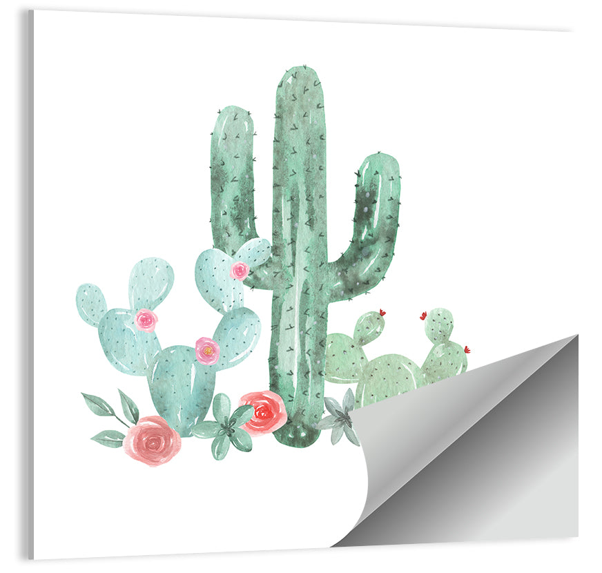 Watercolor Cactus Bouquet Wall Art
