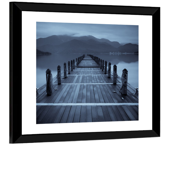 Long Lake Pier at Dusk Wall Art as a framed print