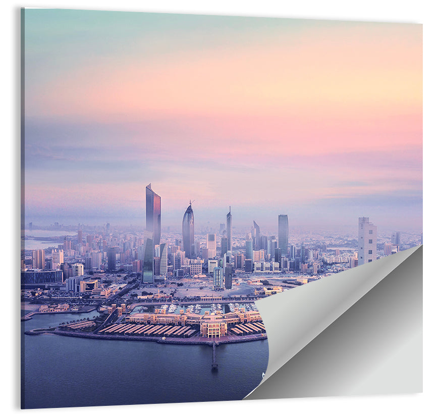 Foggy Kuwait Skyline Wall Art