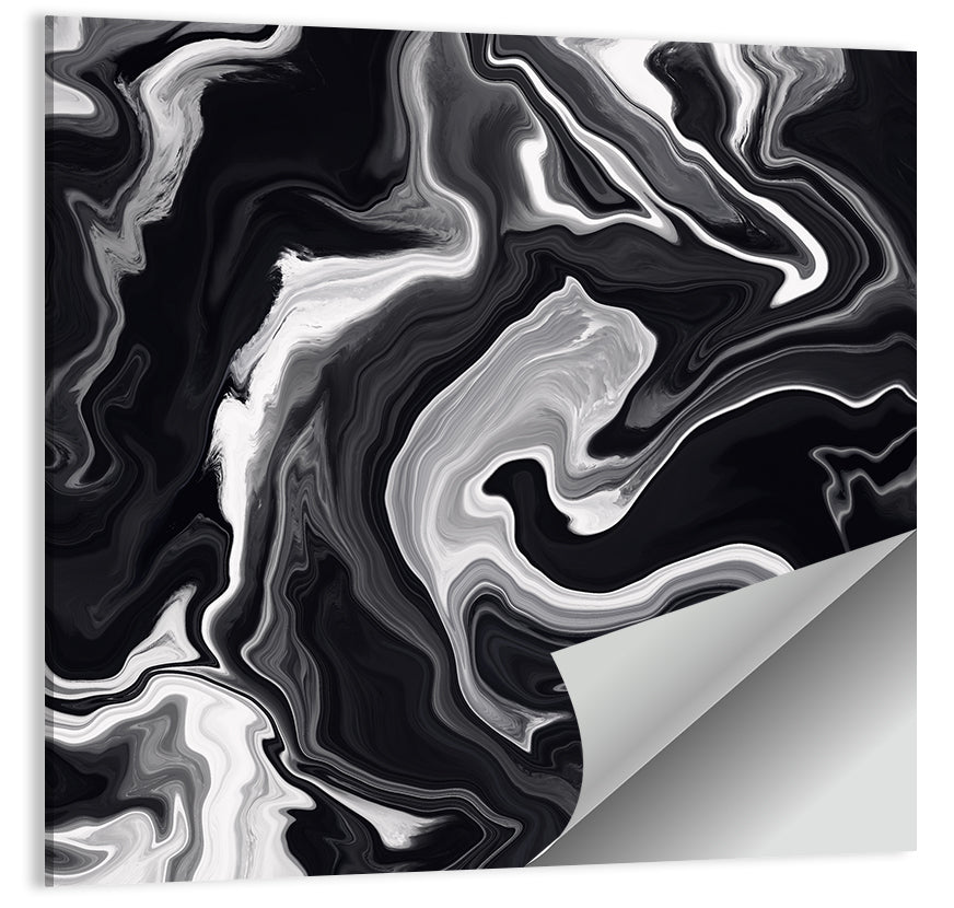 Flowing Black Marble Abstract Wall Art