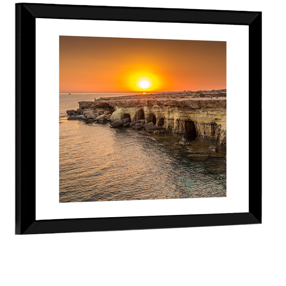 Sunset Over Sea Caves Wall Art