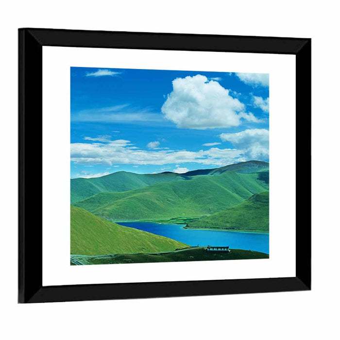 Yamdrok Tso Turquoise Lake Wall Art as a framed print