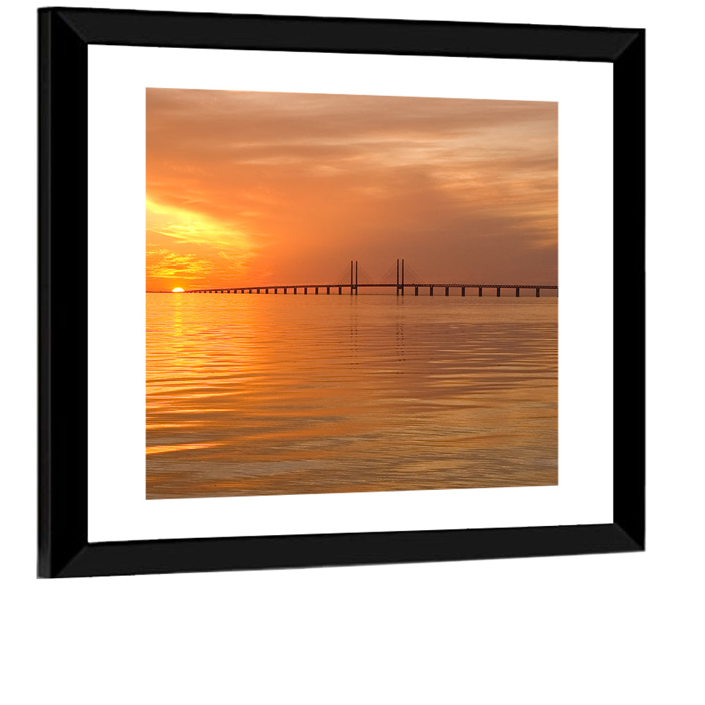Øresund Bridge in Golden Light Wall Art