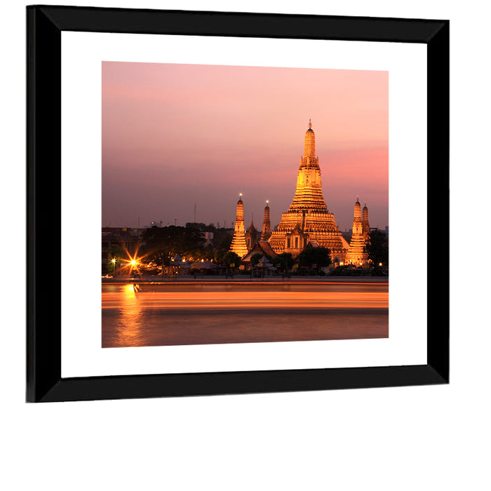 Wat Arun at Dusk Wall Art as a framed print