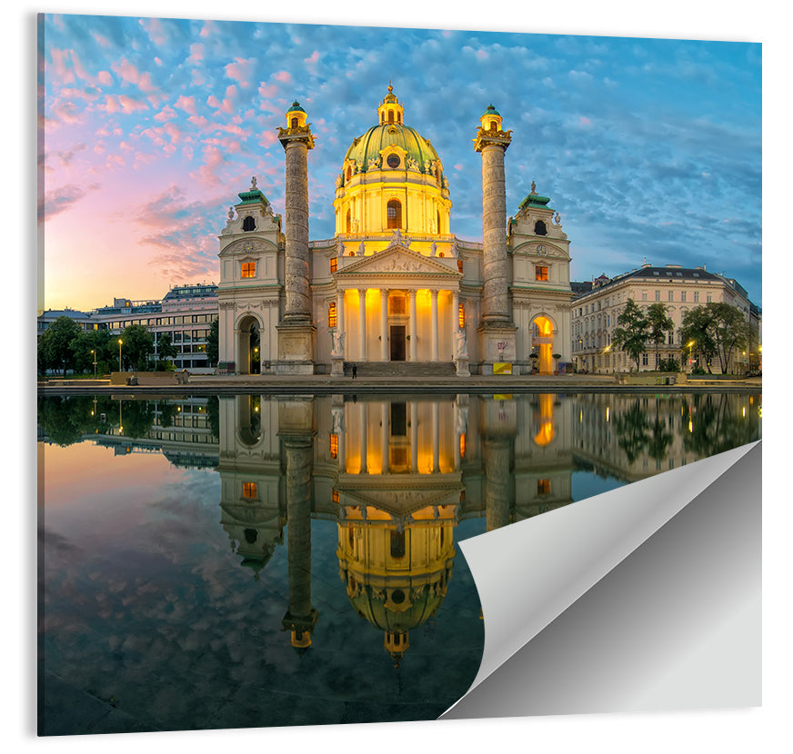 Karlskirche Golden Hour Reflection Wall Art